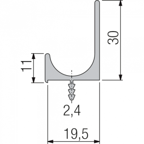 Alu-Griffleiste Typ E, E6/EV1, L: 2500 mm